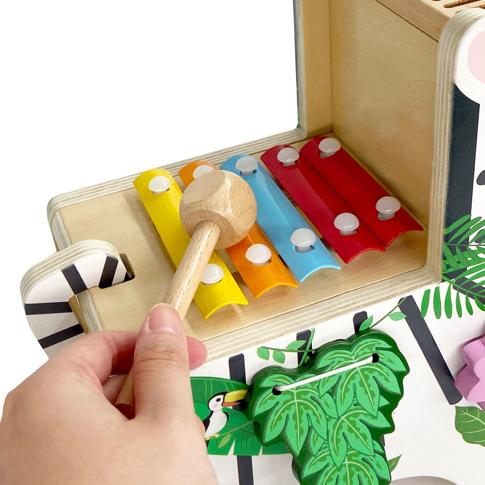 Teamson Kids Preschool Zebra Wooden Activity Play Centre with Xylophone Image 5