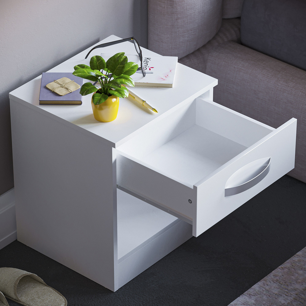 Vida Designs Hulio Single Drawer White Bedside Table Image 5