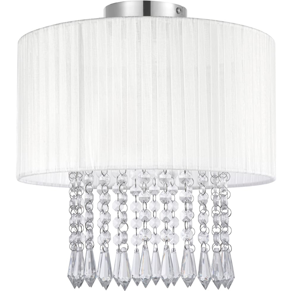 Cosylyte Winni Modern Beaded Voile Cream Shade Chrome Ceiling Light Image 4
