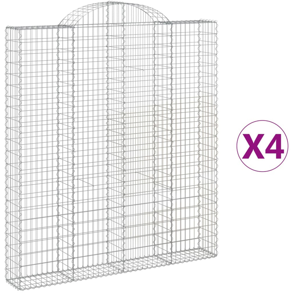 vidaXL Silver Galvanised Iron Arched Gabion Basket 200 x 30 x 220/240cm 4 Pack Image 2