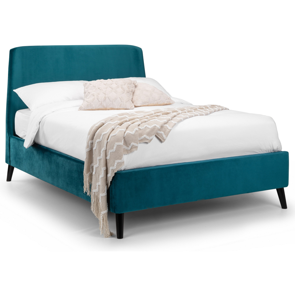 Julian Bowen Frida King Size Teal Curved Velvet Bed Frame Image 2
