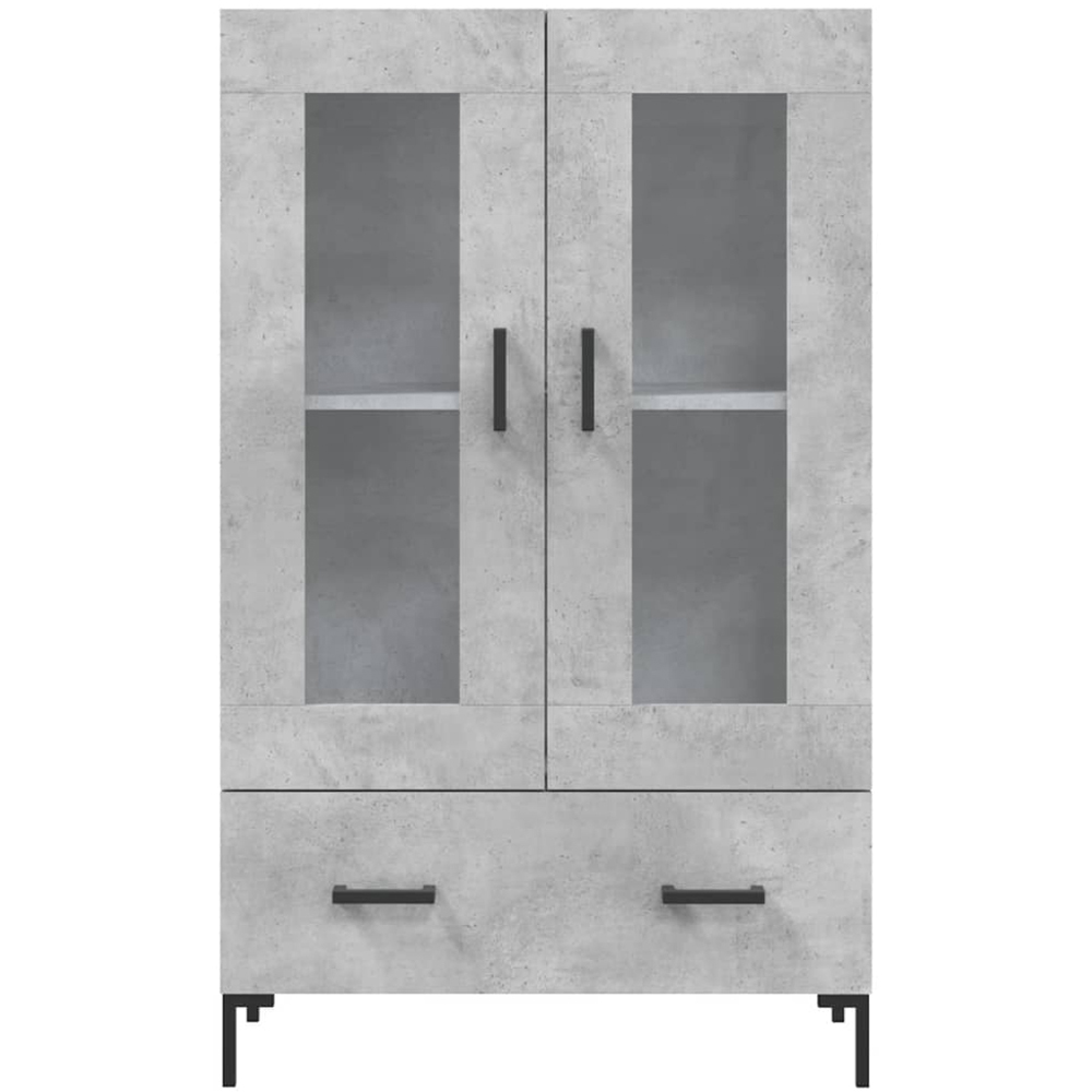 vidaXL 2 Glass Door Single Drawer Concrete Grey Highboard Image 6