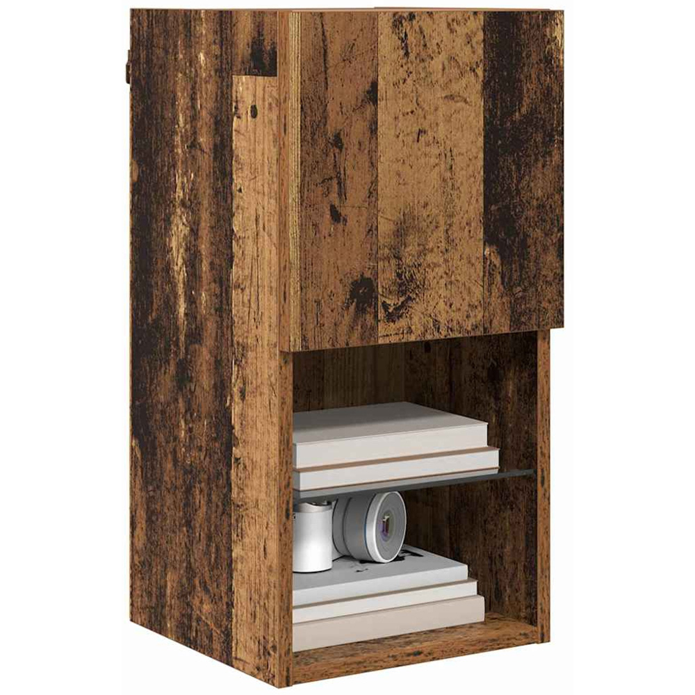 vidaXL Single Door 2 Shelf Old Wood Wall Mounted LED TV Unit Set of 2 Image 3