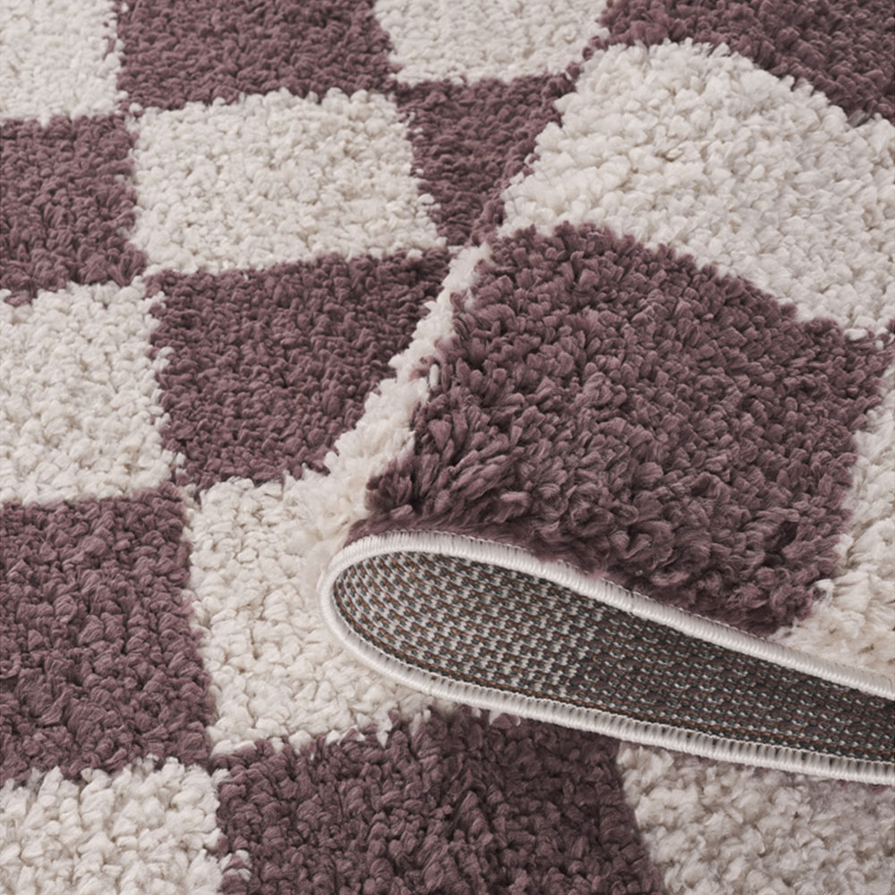 Desire Rugs Chester Lilac Shaggy Checkered Rug 160 x 230cm Image 4