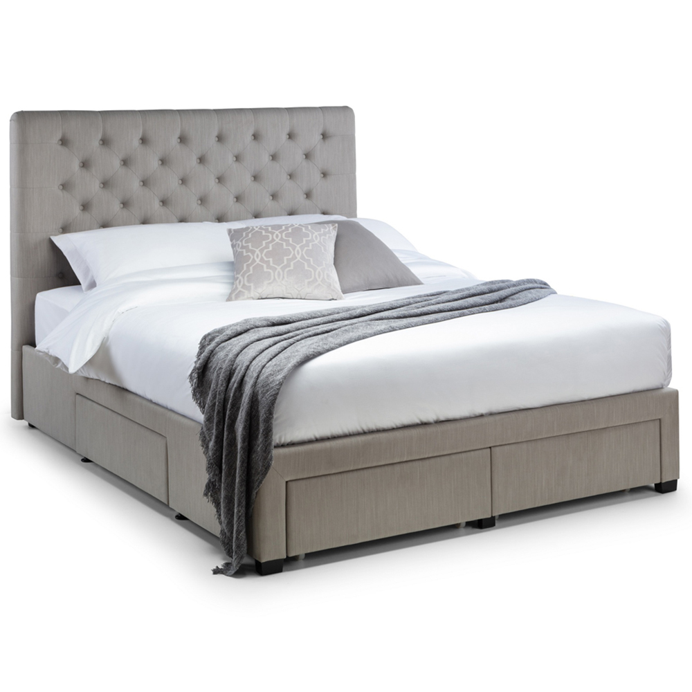 Julian Bowen Wilton Super King Deep Grey Linen Bed Frame with Underbed Drawers Image 2