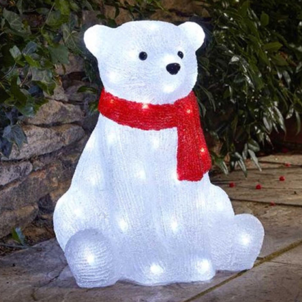 Samuel Alexander 50 Cool White LED Light-Up Polar Bear Christmas Decoration 44cm Image 1