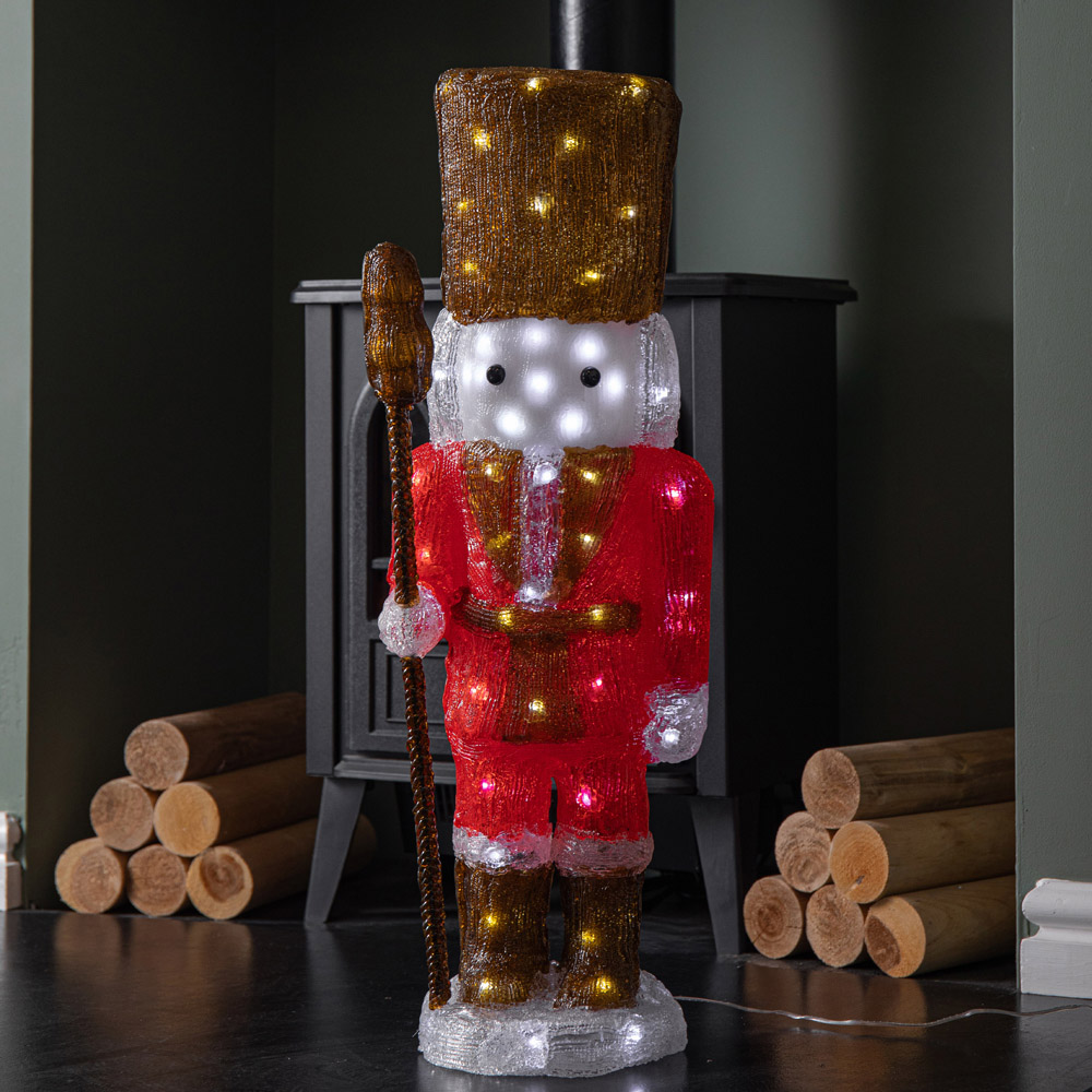 Samuel Alexander White LED Light Up Acrylic Nutcracker Christmas Decoration 65cm Image 1