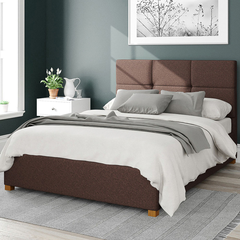 Aspire Caine King Size Chocolate Yorkshire Knit Ottoman Bed Image 1