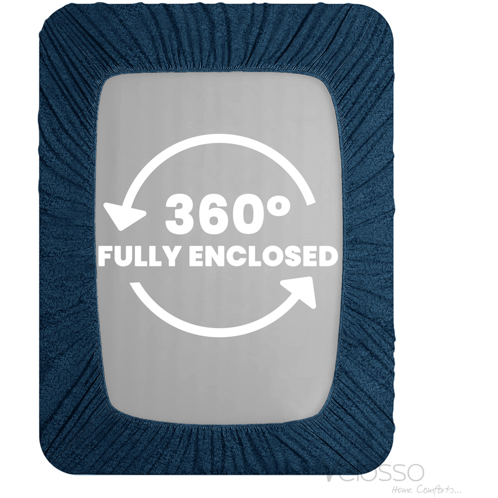 Velosso Double Navy Teddy Fleece Fitted Sheet Image 4
