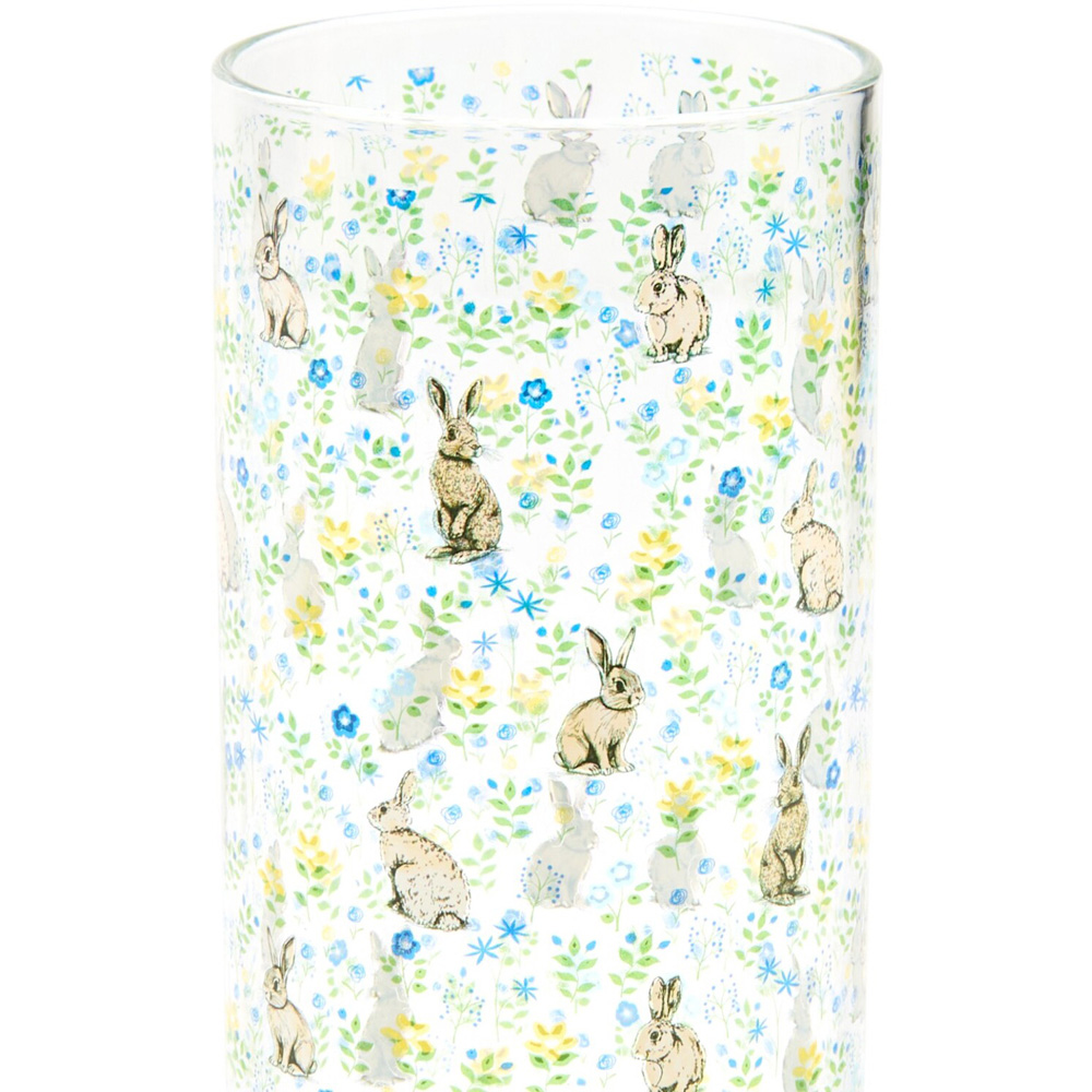 Floral Bunny Drinking Jar with Lid and Straw Clear Image 4