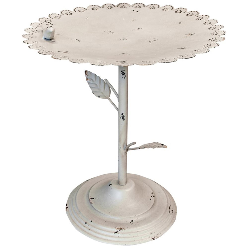 St Helens White Metal Bird Bath and Feeder Image 1