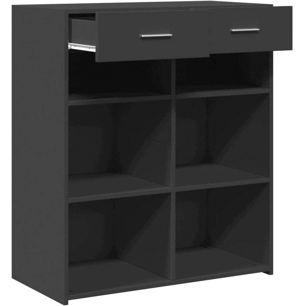 vidaXL 2 Drawer 6 Shelf Black Sideboard Image 7