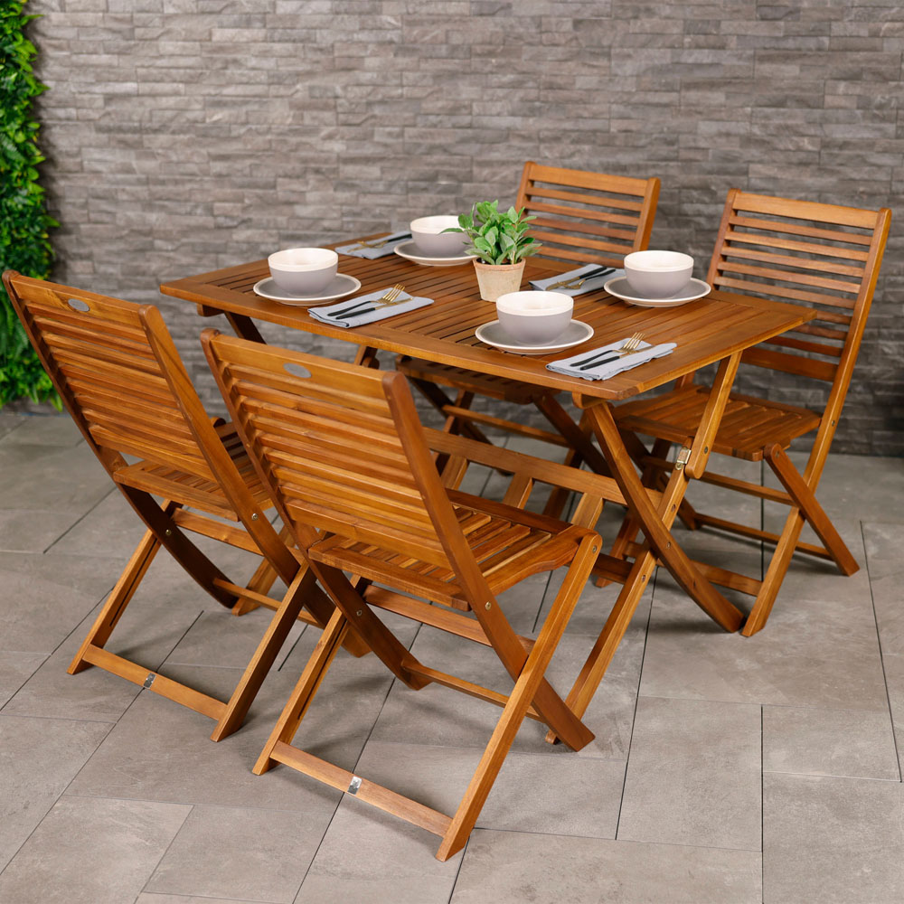 Charles Bentley Acacia 4 Seater Rectangular Dining Set Image 9