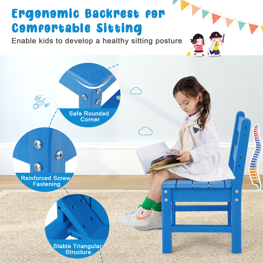 Costway Set of 2 Kids Blue Learning Chair with Backrest Image 5