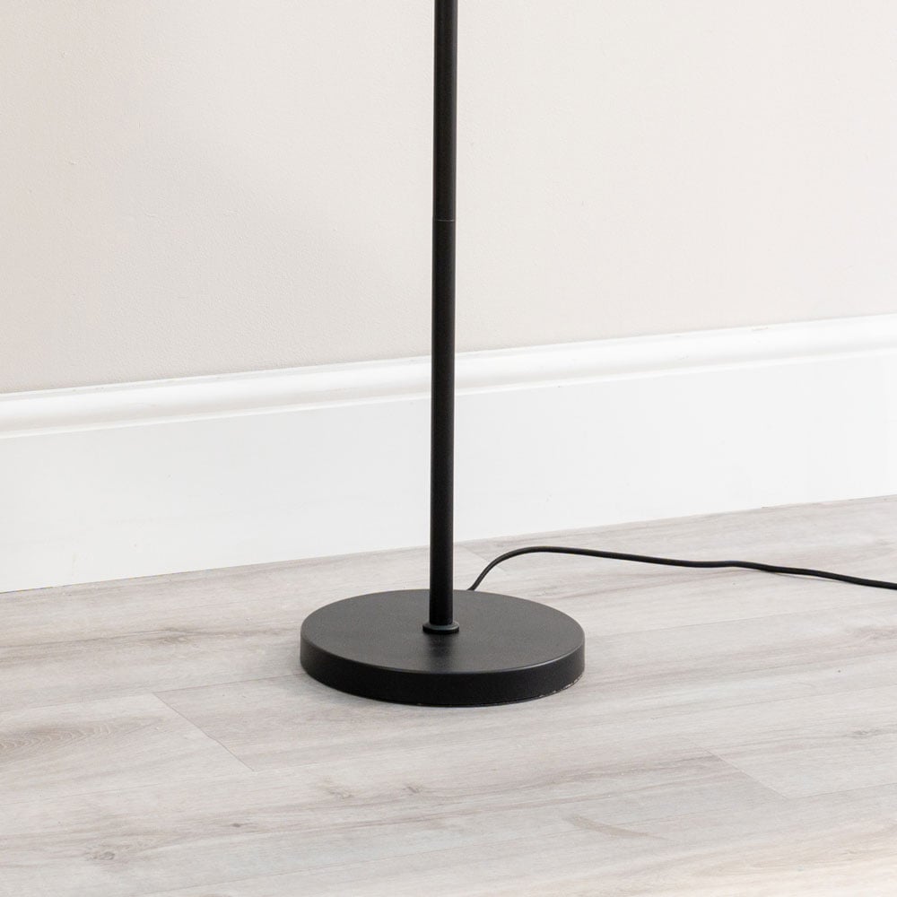 ValueLights Marissa Grey Velvet Shade Black Ball LED Floor Lamp Image 3
