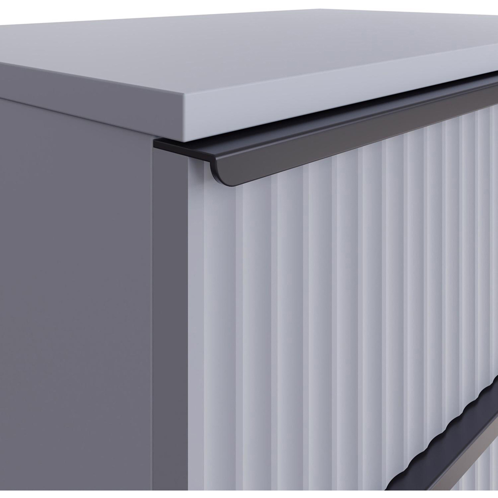 FWStyle Lania 3 Drawer Dark Grey Scalloped Ripple Effect Chest of Drawers Image 4