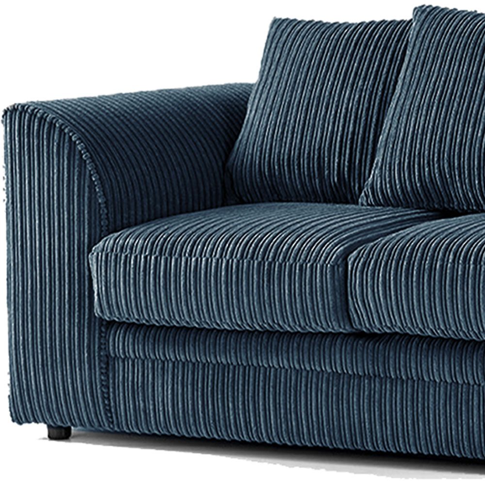 Luxor 4 Seater Navy Blue Jumbo Cord Scatter Back Sofa Suite Image 4