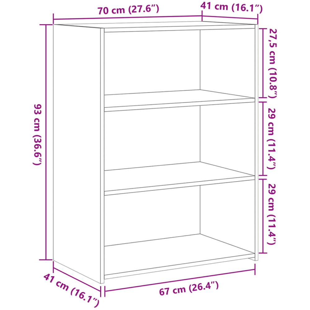 vidaXL 3 Shelf Grey Sonoma Sideboard Image 9