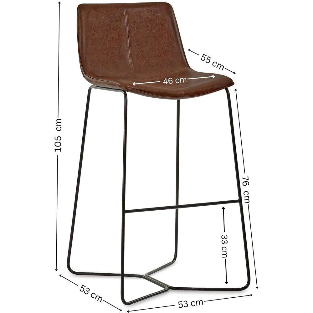 Julian Bowen Joren Set of 2 Tan Brown PU Leather Bar Stool Image 9