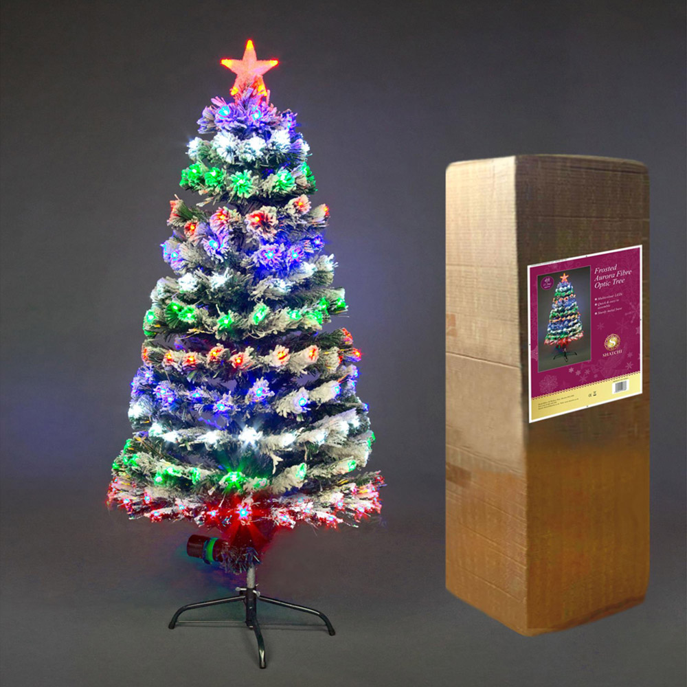 Shatchi Fibre Optic Aurora LED Pre-Lit Frosted Artificial Christmas Tree 6ft Image 4