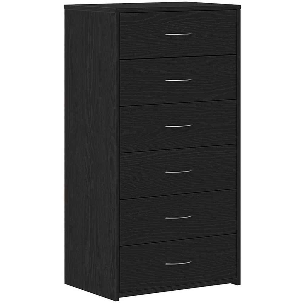 vidaXL 6 Drawer Black Oak Wooden Sideboard Image 2