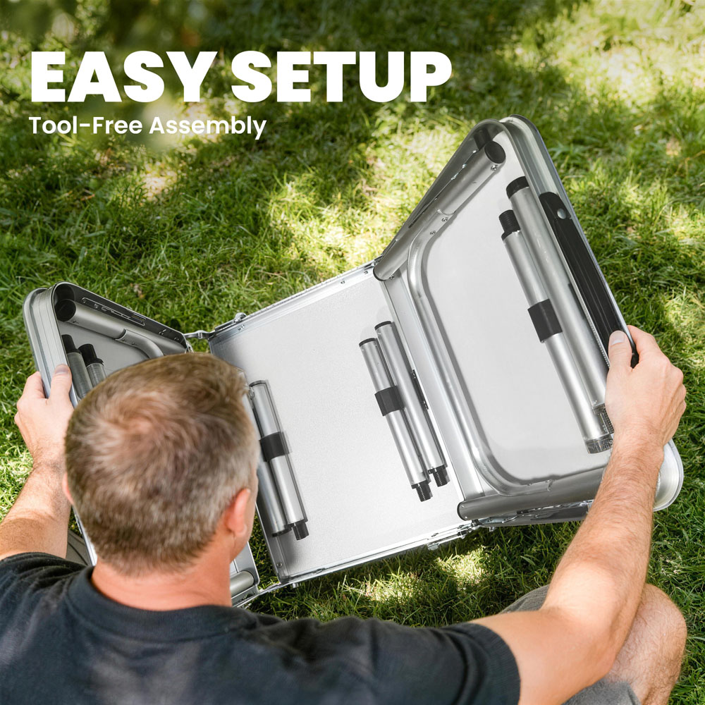Outsunny 3ft White Foldable Camping Table with Storage Layer Image 7