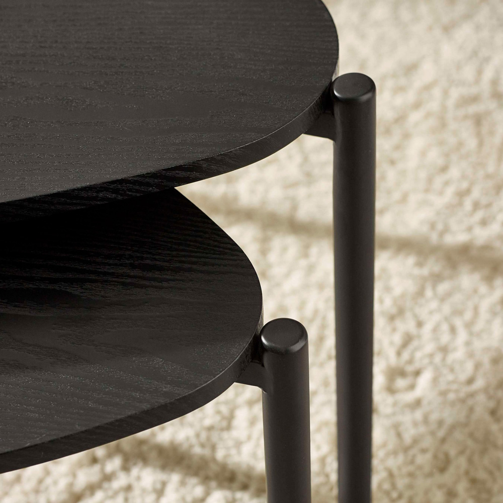 Julian Bowen Lorette Black Ash Effect Teardrop Nest of Tables Set of 2 Image 6