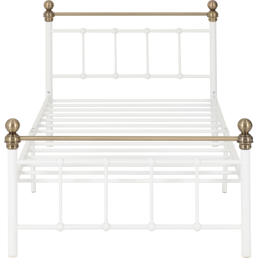 Seconique Marlborough Single White and Antique Brass Bed Image 5