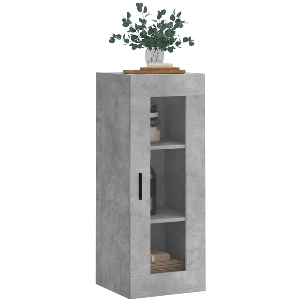vidaXL Single Glass Door Concrete Grey Wall Mounted Slim Cabinet Image 4