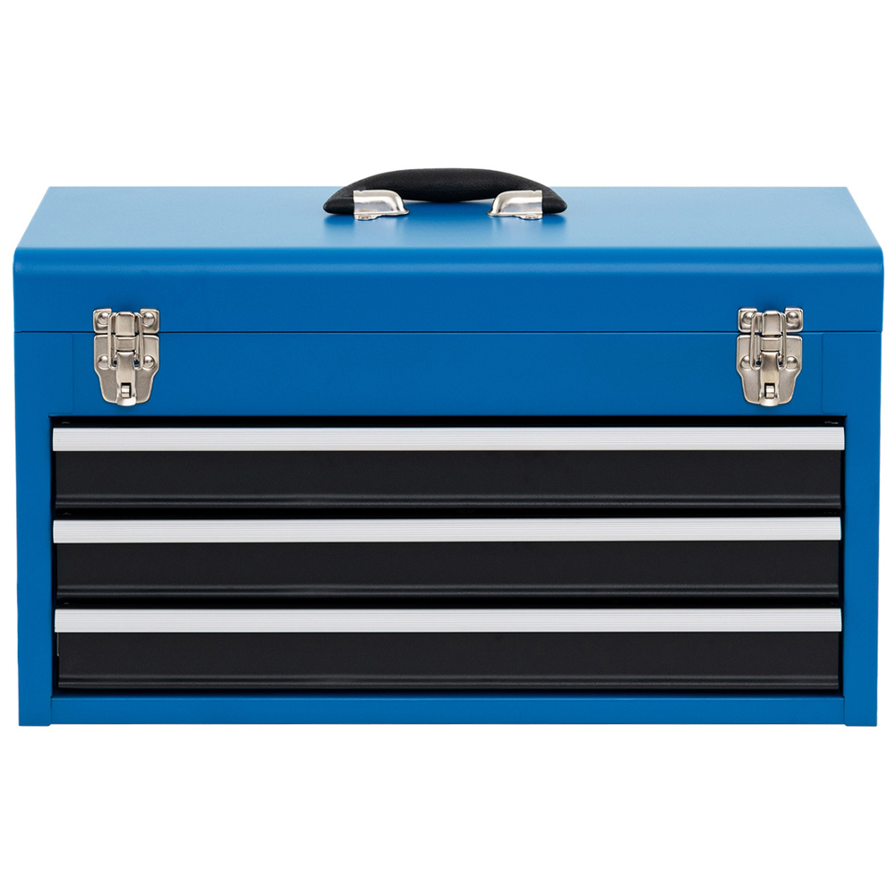 Costway Blue Portable Steel Tool Box with Double Latch Image 4