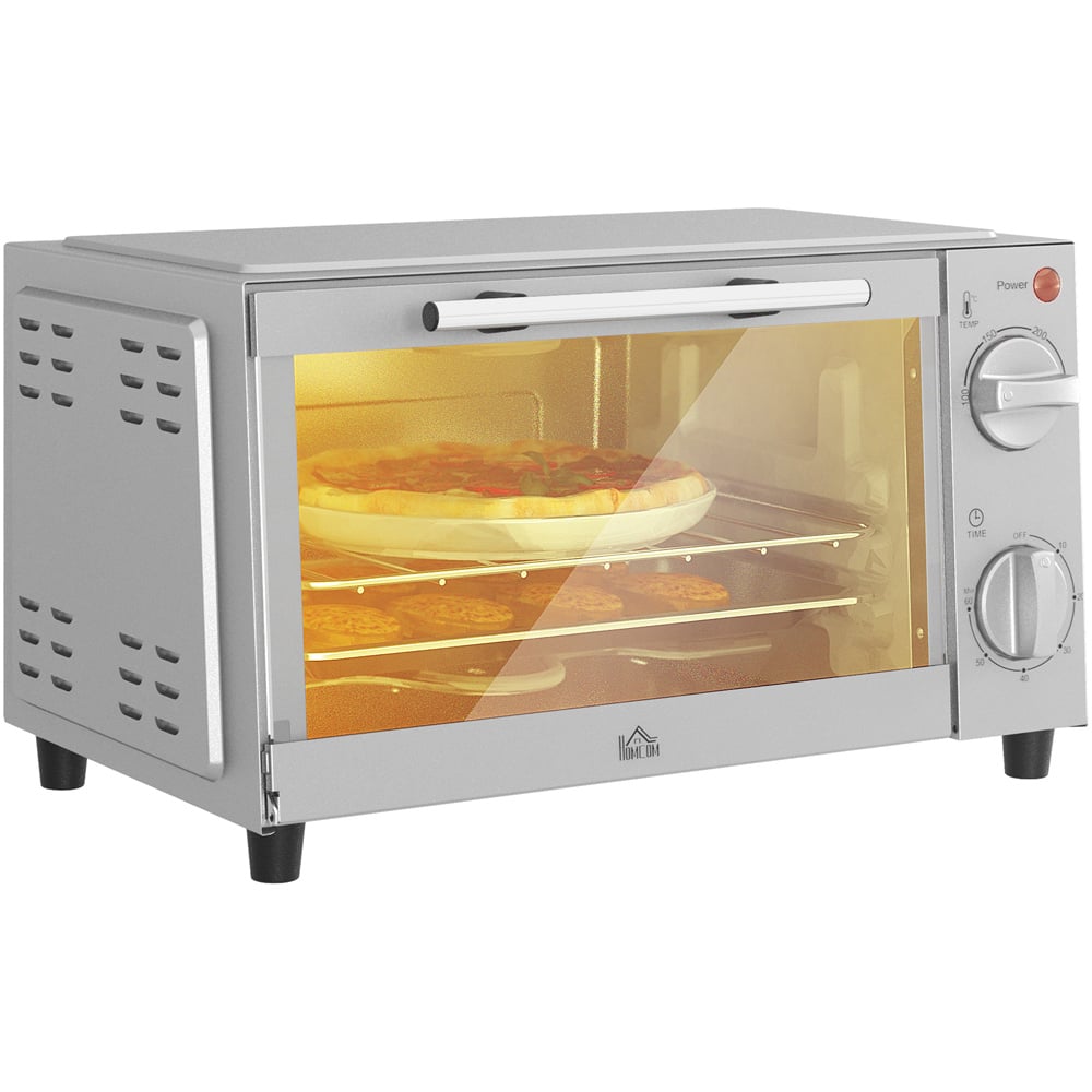 HOMCOM 800-088V70SR Silver 9L Countertop Toaster Oven 750W Image 1