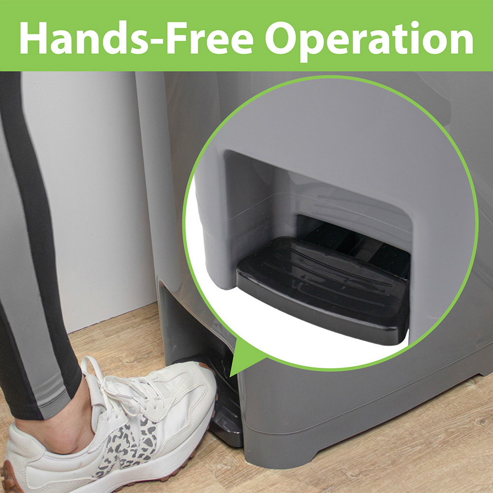 JVL Grey Plastic Slim Foot Pedal Bin with Lid and Handle 40L Image 6