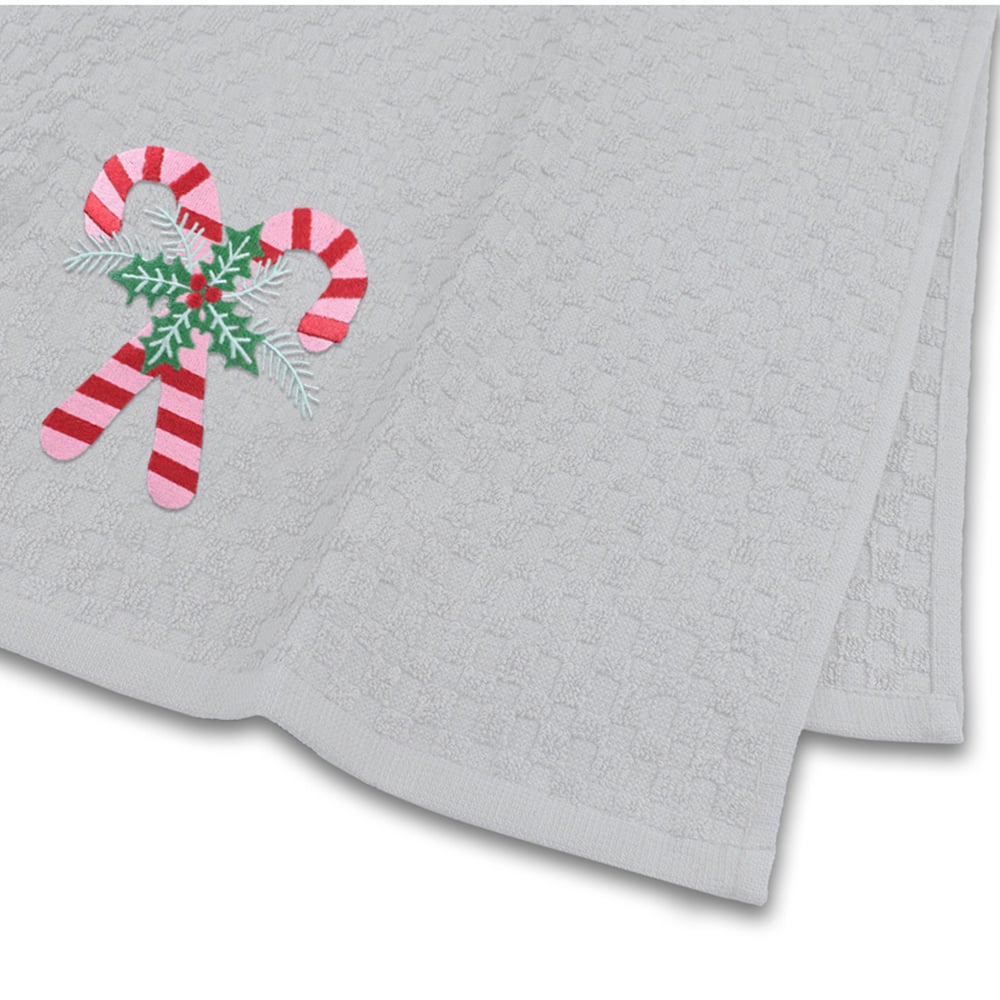 Noel Square Candy Canes White Tea Towel 3 Pack Image 5