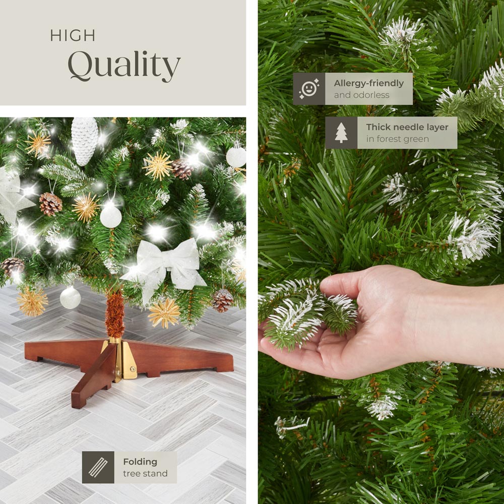 tectake Blitzen Frosted Tips Green Artificial Christmas Tree with Stand 6ft Image 5