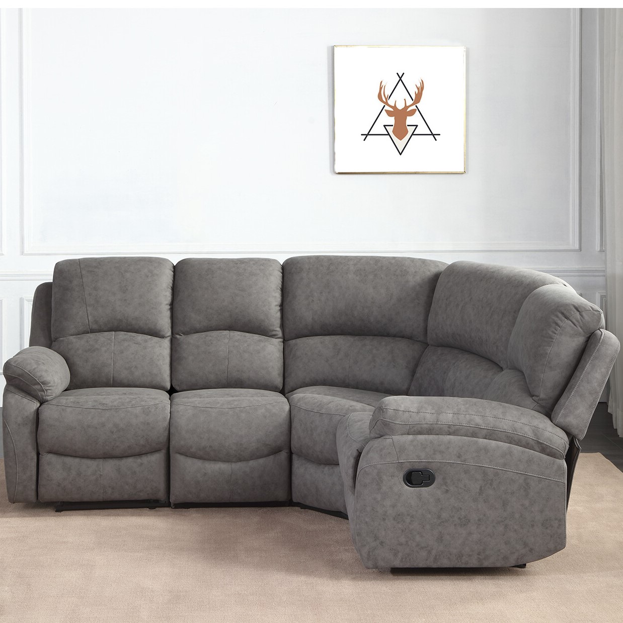 Milano 4 Seater Grey Fabric Reversible Corner Sofa Image 1