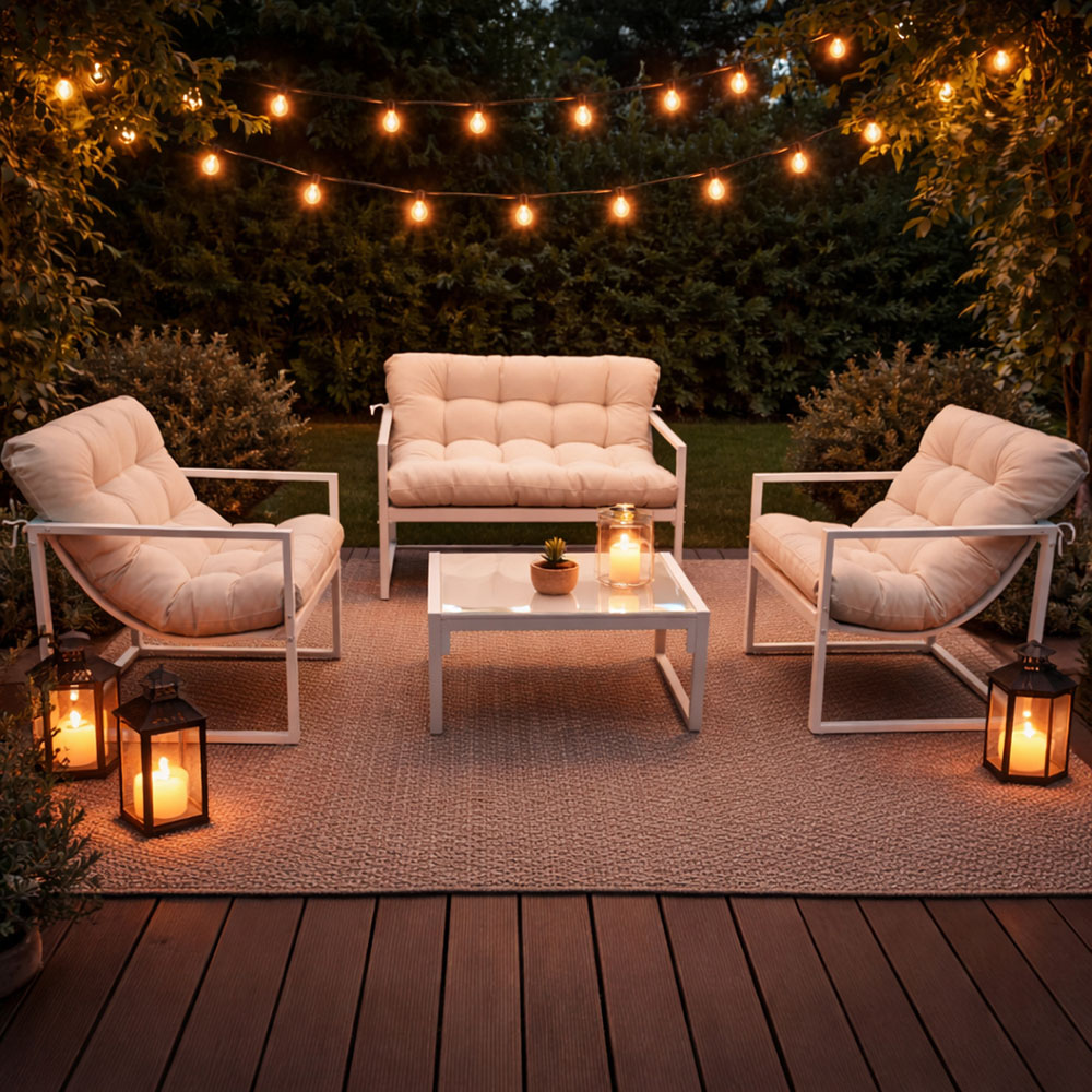 Neo Direct 4 Seater Cream Outdoor Patio Set with Cushions Image 3
