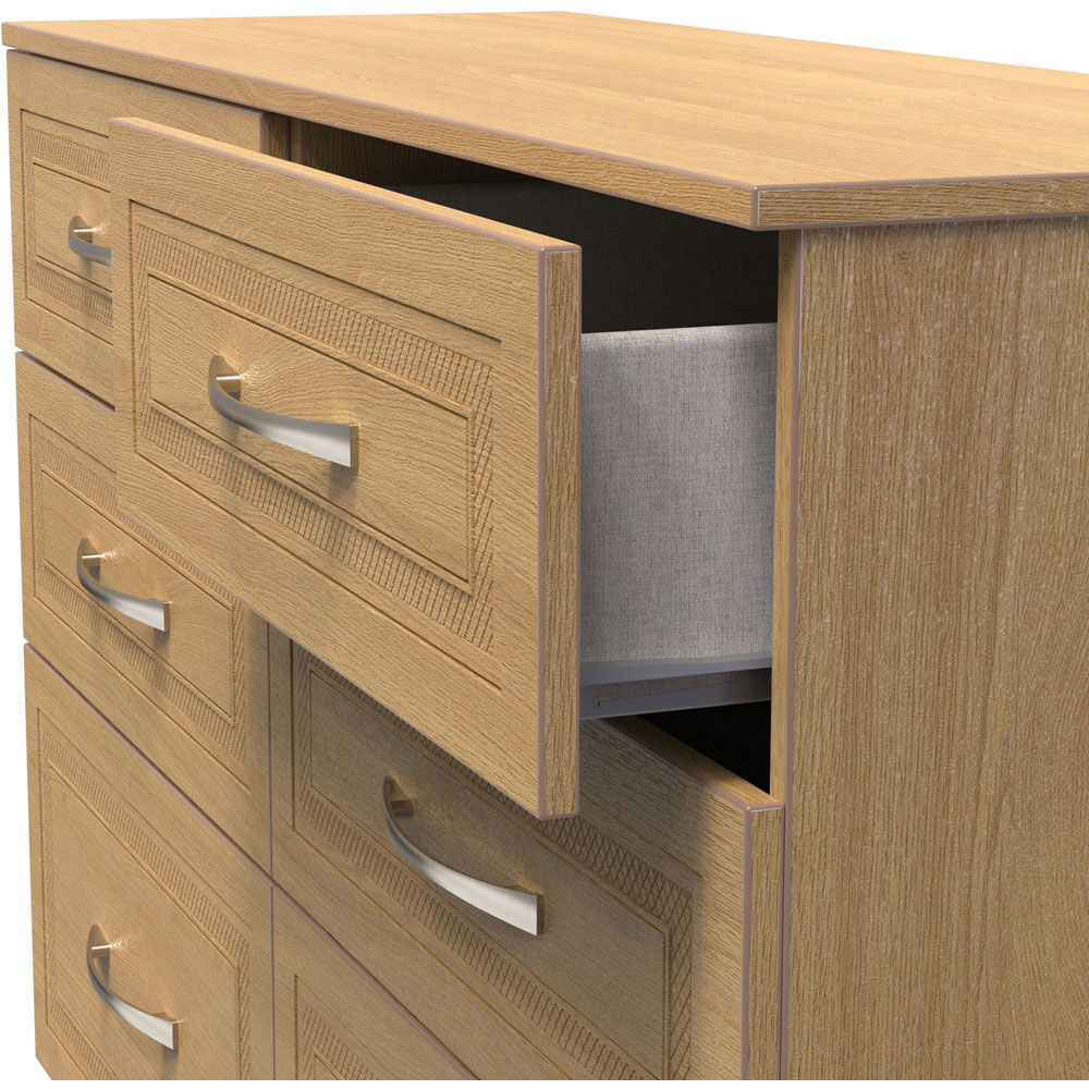 Crowndale Dorset 6 Drawer Modern Oak Wide Chest of Drawers Ready Assembled Image 6