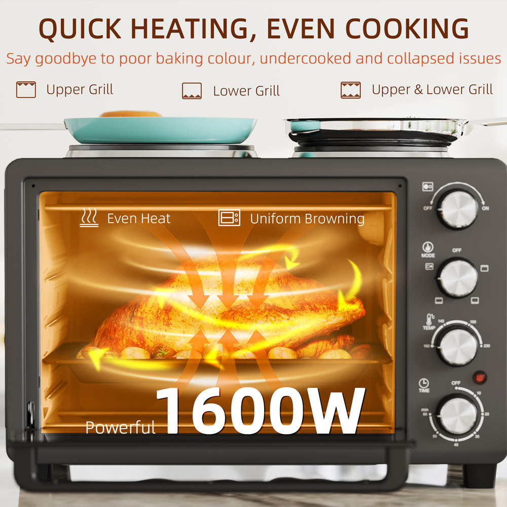 HOMCOM 800-198V70BK Black 28L Countertop Toaster Oven 2600W Image 6