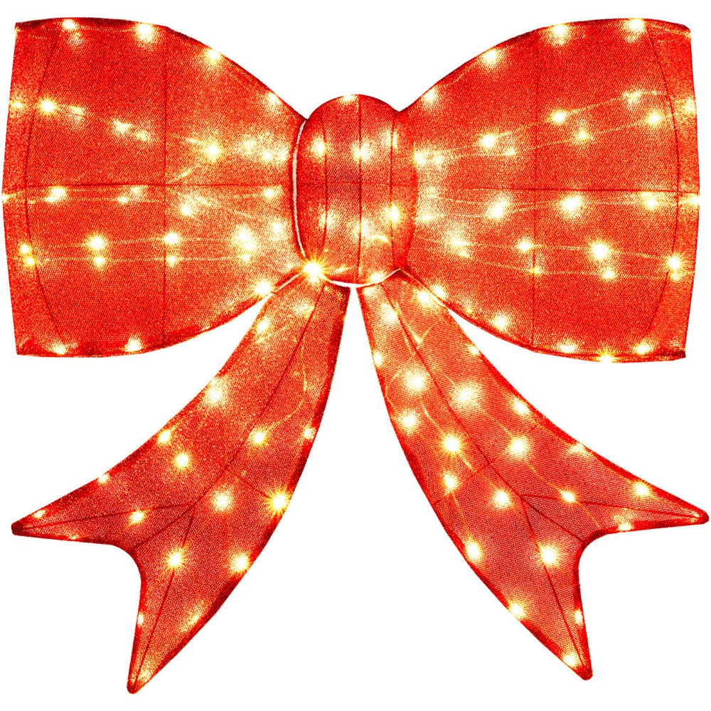 Costway 150 Warm White LED Lighted Bow Christmas Decoration with 2 Hanging Rings 3ft Image 4