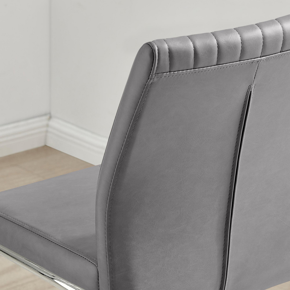 Furniturebox Fontana Elephant Grey and Silver Faux Leather Bar Chair Set of 2 Image 3
