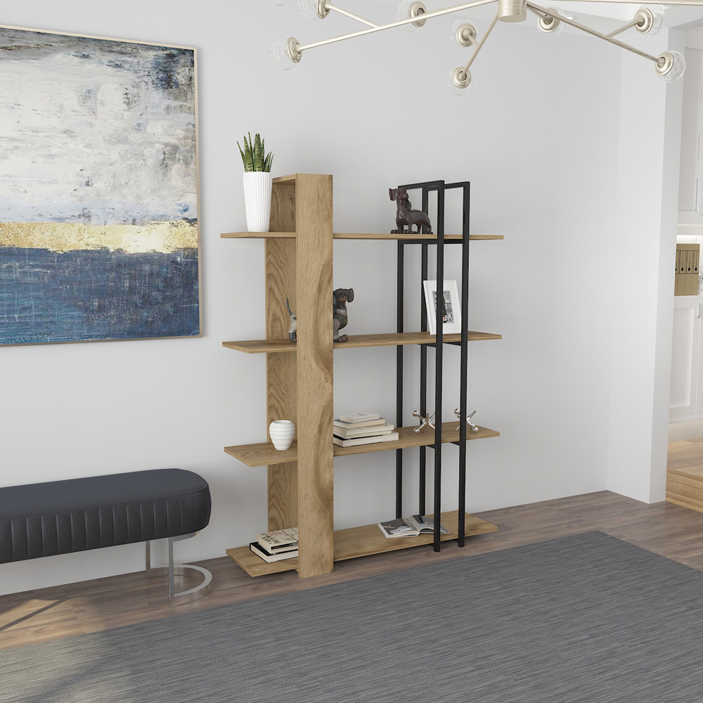 Decorotika Onno 4 Shelf Oud and Black Bookcase Image 3