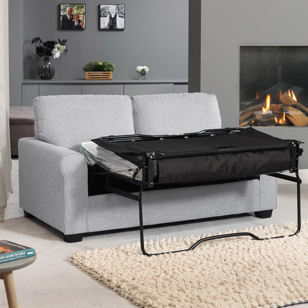 Dawson 2 Seater Light Grey Fabric Sofa Bed Image 2
