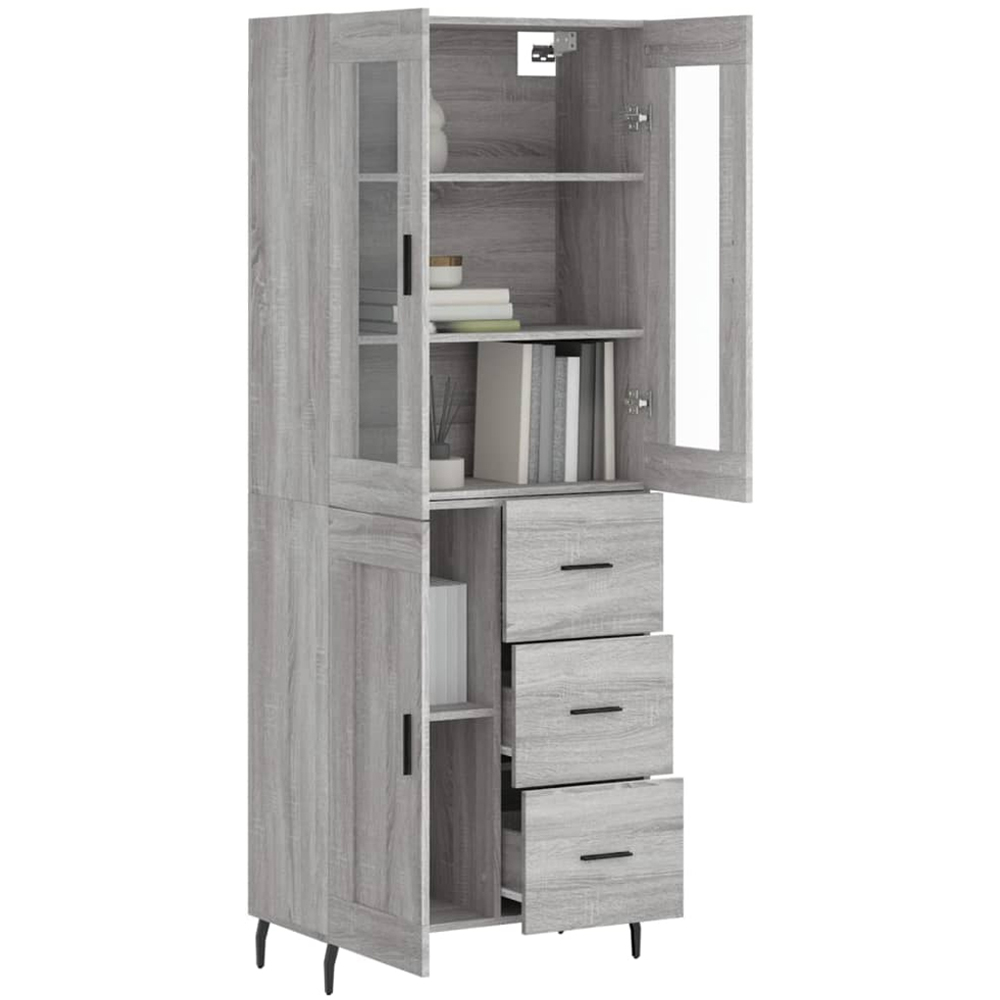 vidaXL 3 Door 3 Drawer Grey Sonoma Highboard Image 3