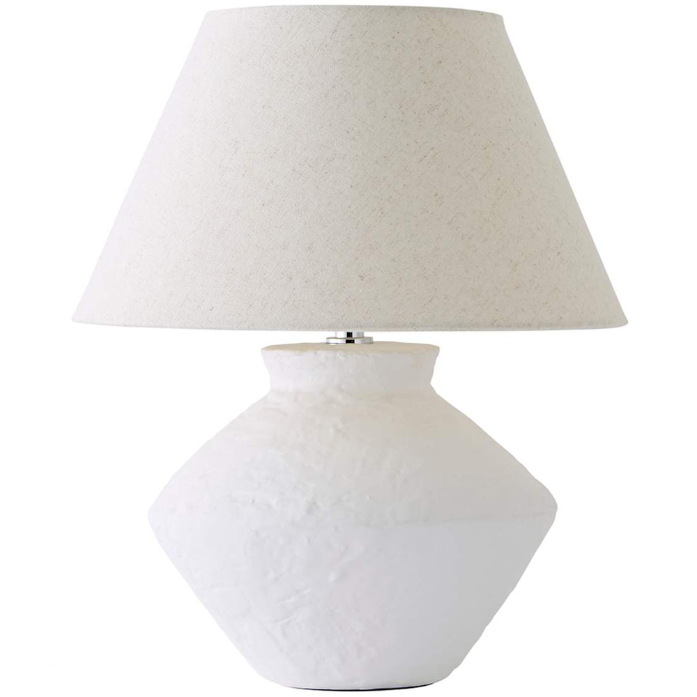 ValueLights Austin White Linen Shade Distressed Ceramic Table Lamp with Bulb Image 1