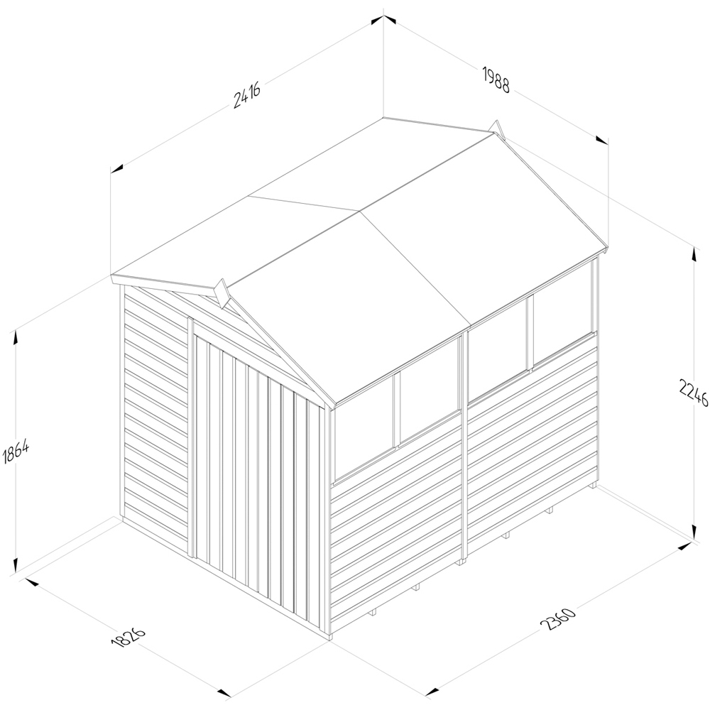 Forest Garden 6 x4ft Beckwood Double Door 4 Window Apex Shed Image 9