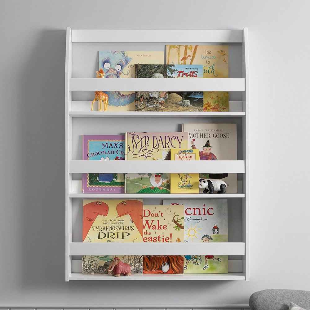 Noa and Nani Hakan 3 Shelf White Wall Mounted Bookcase Image 1