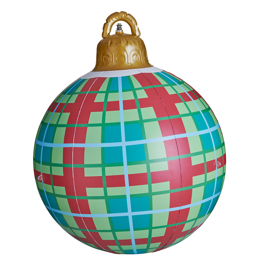 Inflatable 60cm Green and Red Bauble Image 1