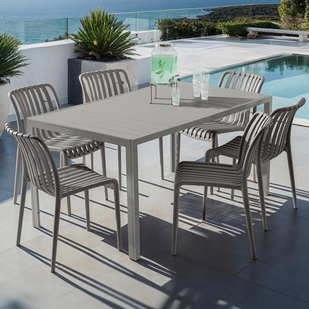 tectake Alcudia Set of 6 Anthracite Stackable Garden Chair Image 1
