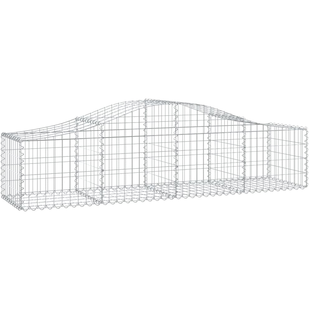 vidaXL Silver Galvanised Iron Arched Gabion Basket 200 x 50 x 40/60cm 8 Pack Image 1
