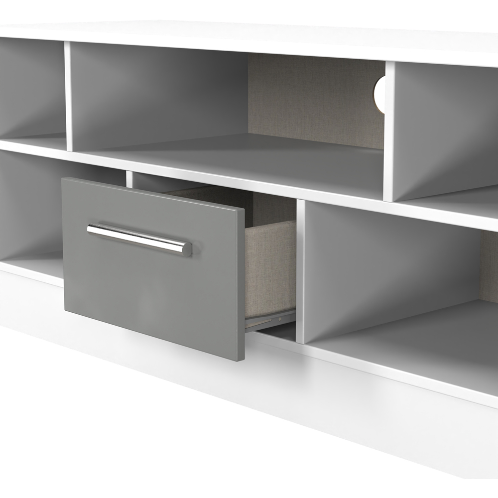 Crowndale Contrast Single Drawer Grey Matt and White TV Unit Ready Assembled Image 6